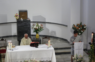 Celebração da Santa Missa na igreja do mosteiro